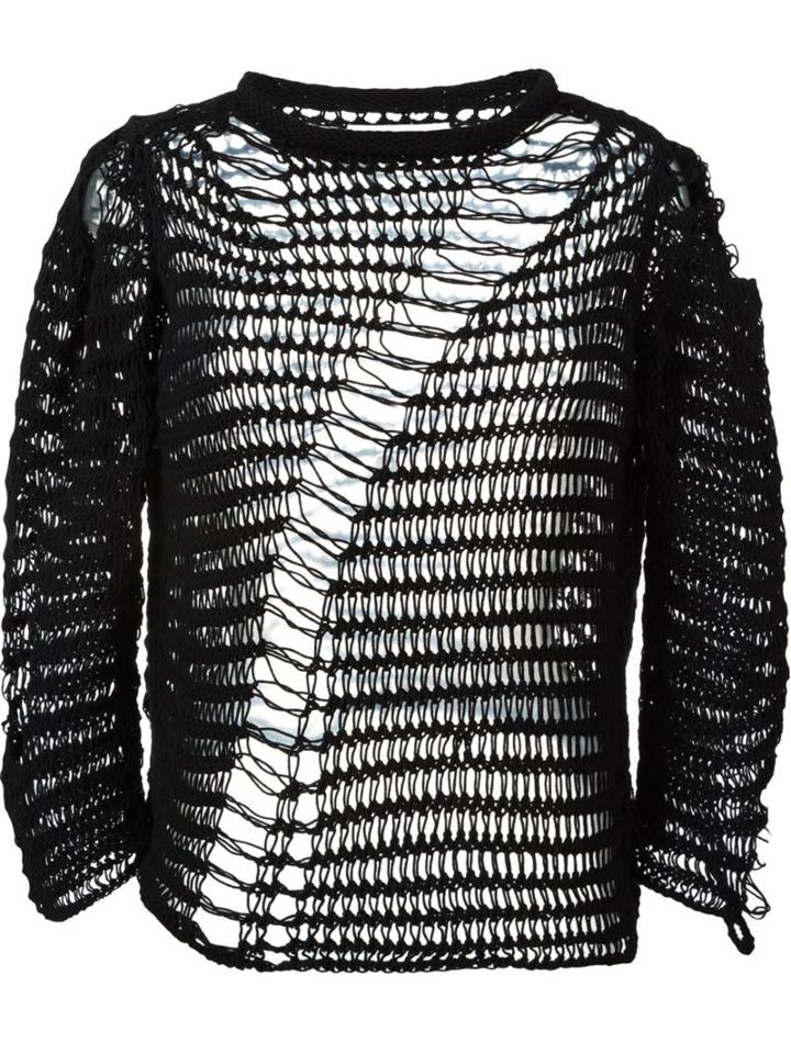 Maison Margiela Distressed Knit Jumper, Women's, Size: Xs, Black, Cotton/polyamide