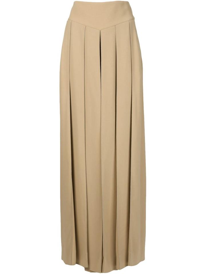Givenchy Pleated Wide Leg Trousers, Women's, Size: 42, Nude/neutrals, Acetate/silk/viscose/spandex/elastane