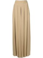 Givenchy Pleated Wide Leg Trousers, Women's, Size: 42, Nude/neutrals, Acetate/silk/viscose/spandex/elastane