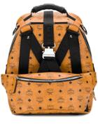 Mcm Logo Textured Backpack - Brown