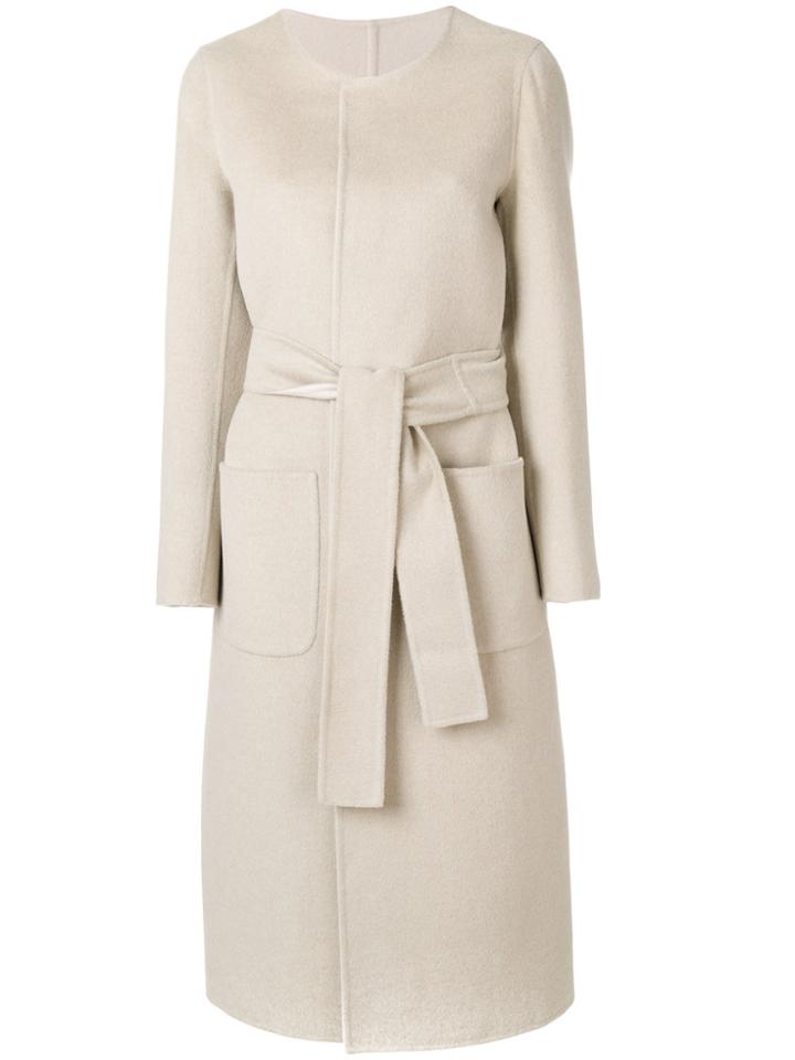 Tagliatore Long Sleeved A-line Coat - Nude & Neutrals