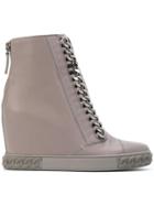 Casadei Chain-trimmed Wedge Sneakers - Grey
