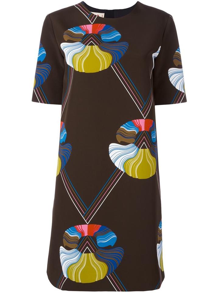 Marni Abstract Print Dress, Women's, Size: 44, Brown, Silk/viscose/cotton/polyamide