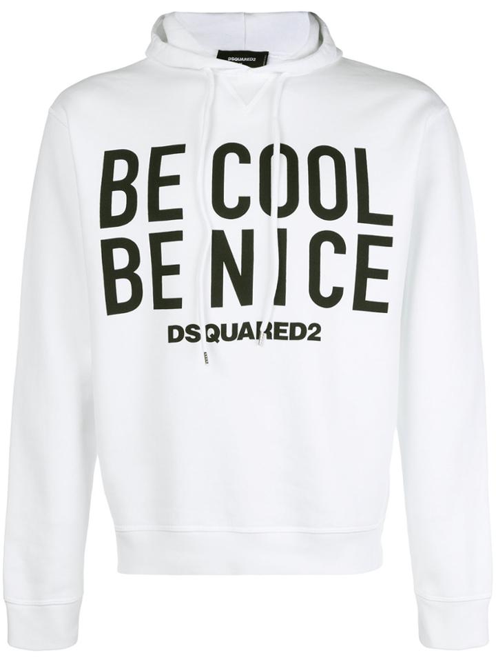 Dsquared2 Be Cool Be Nice Print Hoodie - White