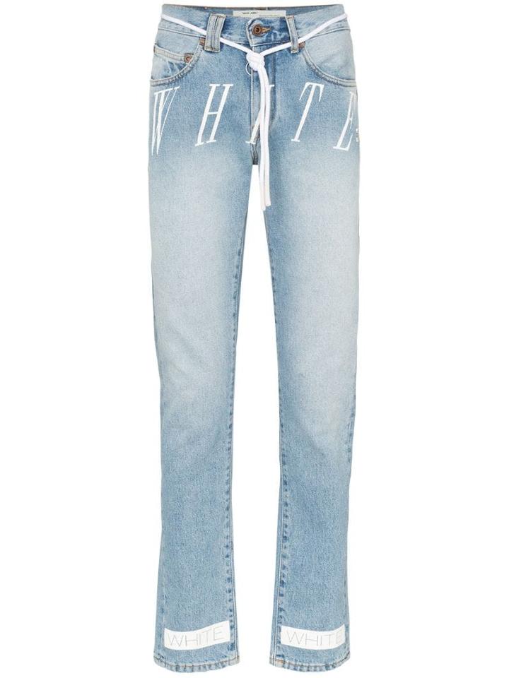 Off-white Logo Print Slim Leg Jeans - Blue