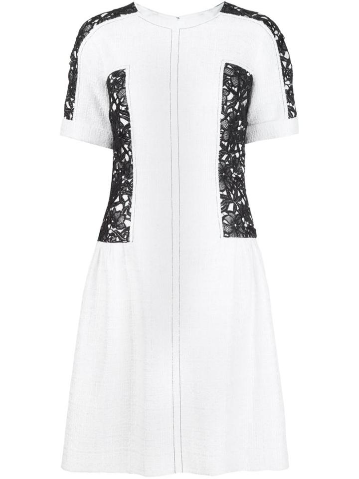 Oscar De La Renta Floral Macrame Insert Dress
