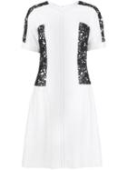 Oscar De La Renta Floral Macrame Insert Dress