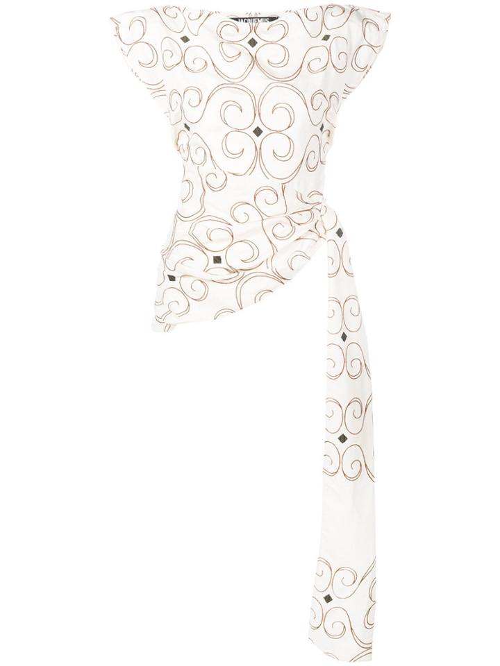 Jacquemus Printed Asymmetric Top - Neutrals