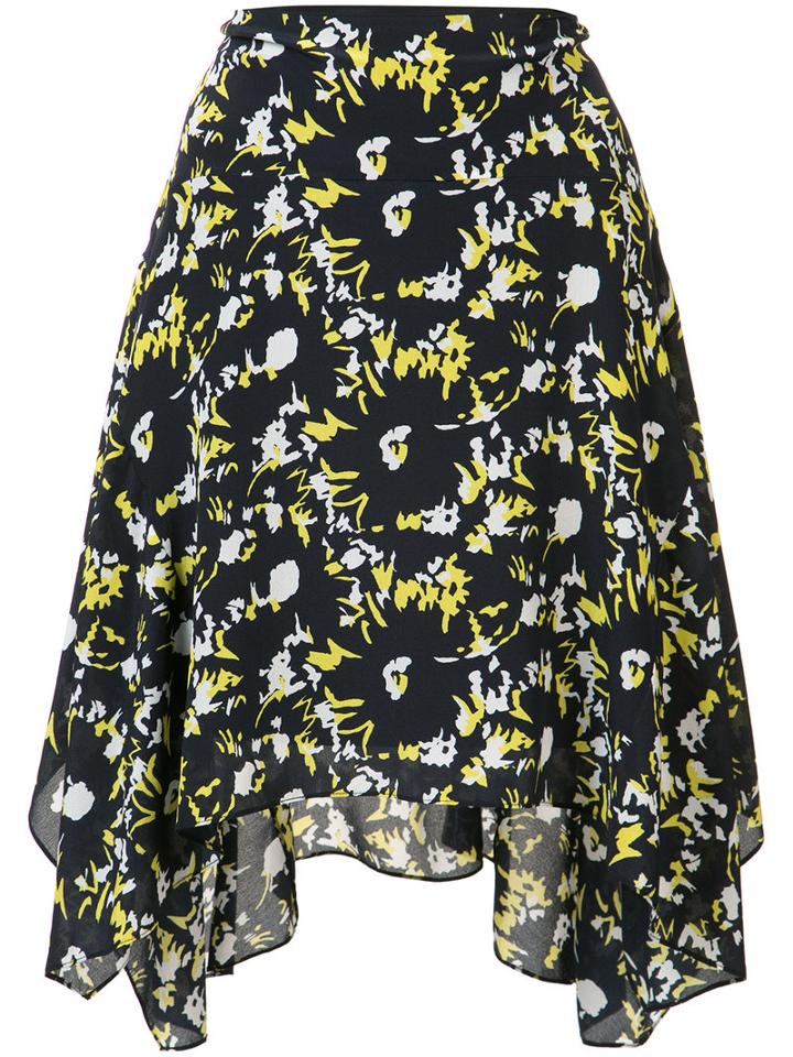 Grey Jason Wu - Floral Print High-waisted Skirt - Women - Silk - 8, Black, Silk