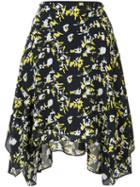 Grey Jason Wu - Floral Print High-waisted Skirt - Women - Silk - 8, Black, Silk