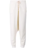 Greg Lauren High Rise Track Pants, Women's, Size: 2, White, Cotton/wool/linen/flax/silk