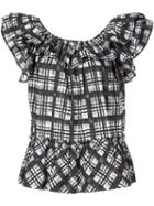 Michael Kors Collection Madras Print Ruffle Shirt - Black