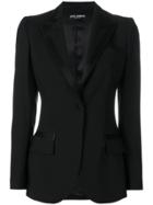 Dolce & Gabbana Satin Trim Lapel Blazer - Black