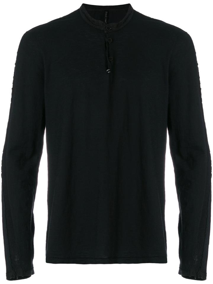 Transit Side Stripe Crew Neck Top - Black
