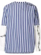 Sacai Patchwork Striped Zipped Shirt - Blue
