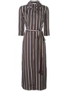 Nina Ricci Striped Ruffle Collar Dress, Women's, Size: 40, Blue, Silk
