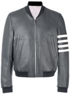 Thom Browne Leather Bomber Jacket - Grey