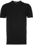 Neil Barrett Button Shoulder T-shirt, Men's, Size: S, Black, Viscose/nylon/cotton
