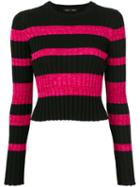 Proenza Schouler - Stripe Cropped Jumper - Women - Silk/viscose/cashmere/wool - S, Black, Silk/viscose/cashmere/wool