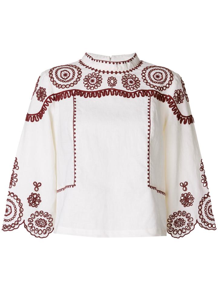 Mih Jeans Edison Embroidered Blouse - White
