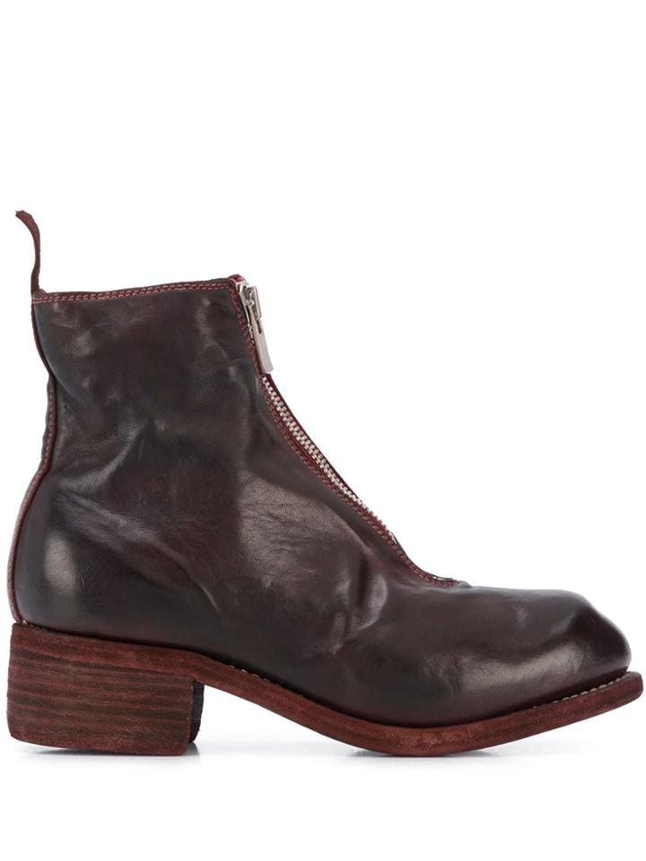 Guidi Zip-up Ankle Boots - Red