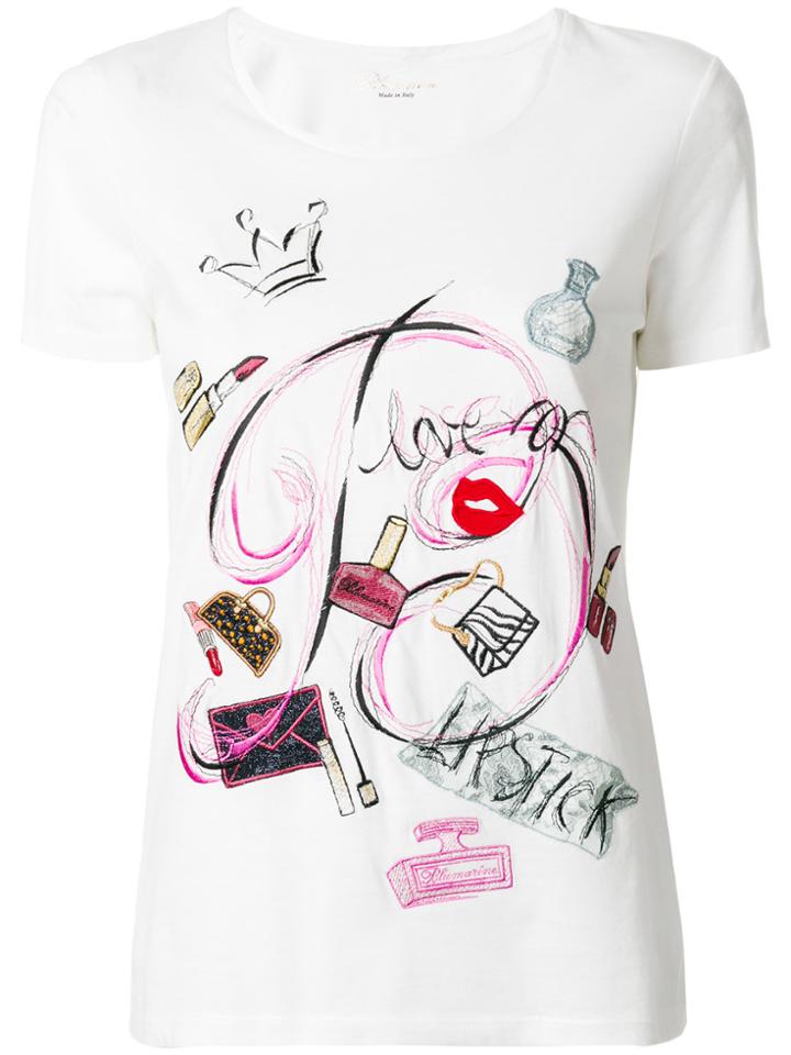 Blumarine Make-up Graphic T-shirt - White