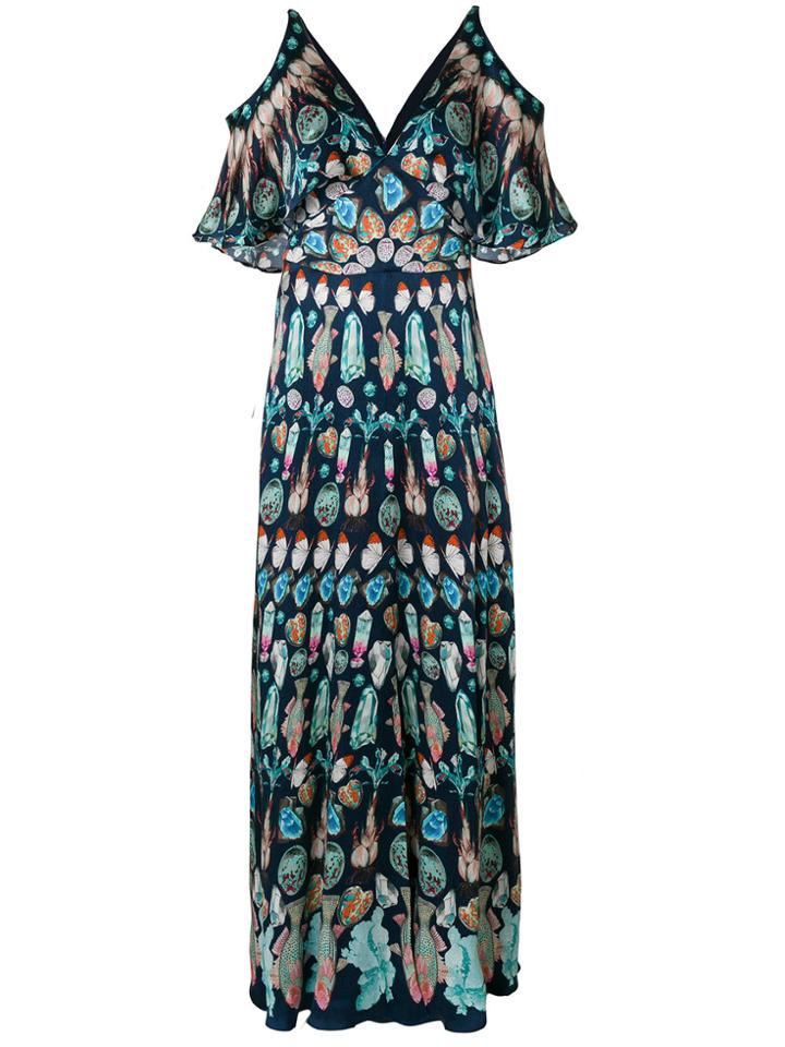 Temperley London Cold Shoulder Maxi Dress - Blue