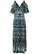 Temperley London Cold Shoulder Maxi Dress - Blue
