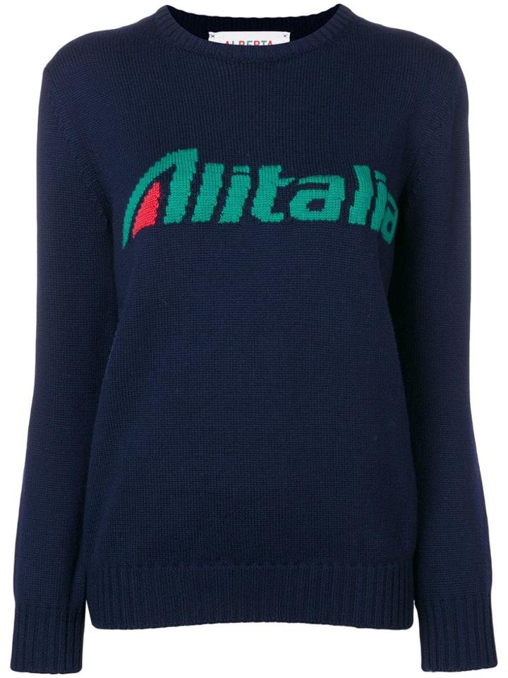Alberta Ferretti Embroidered Intarsia Sweater - Blue