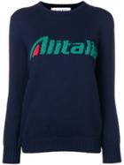 Alberta Ferretti Embroidered Intarsia Sweater - Blue