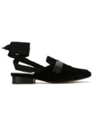 Sarah Chofakian Lace-up Velvet Mules - Black