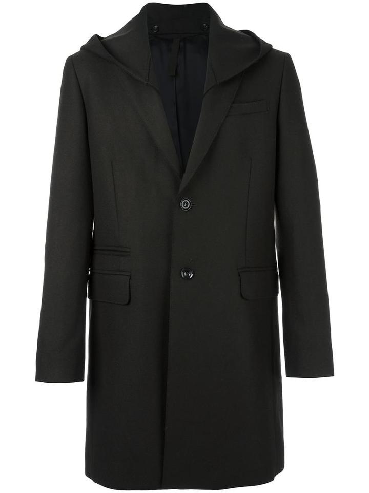Paolo Pecora Buttoned Hooded Coat, Men's, Size: 50, Brown, Virgin Wool/polyamide/viscose