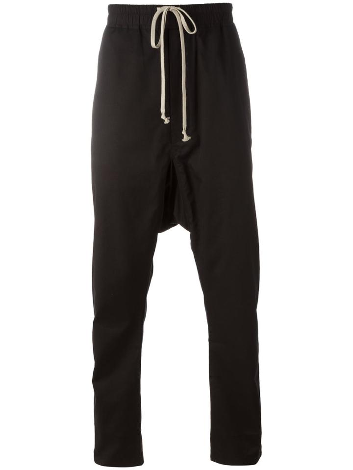 Rick Owens Drkshdw Drawstring Cropped Pants, Men's, Size: Small, Black, Cotton