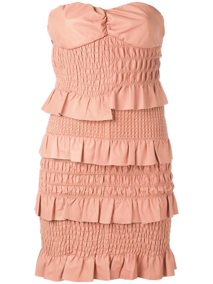 Drome Ruched And Ruffled Dress - Pink & Purple