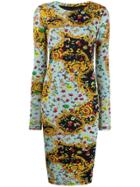 Versace Jeans Couture Barocco Butterfly Print Dress - Blue