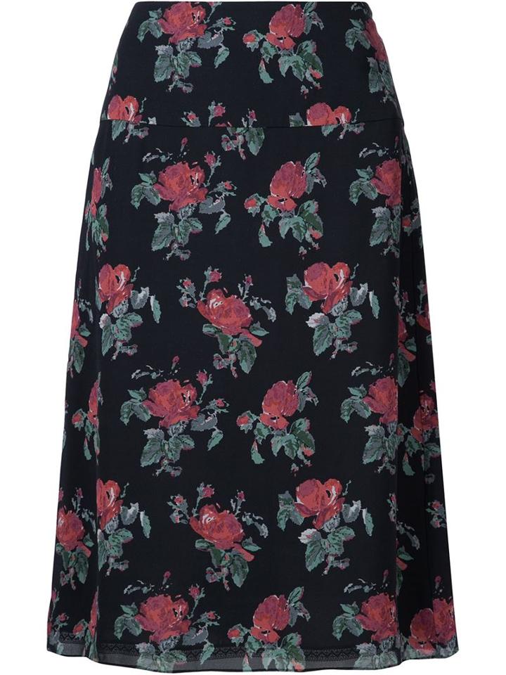 Saint Laurent Floral Print Skirt