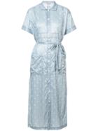 Julien David Crinkled Polka Dot Shirt Dress - Blue