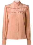 See By Chloé Ruffled Trim Shirt, Women's, Size: 38, Nude/neutrals, Silk/polyester/spandex/elastane
