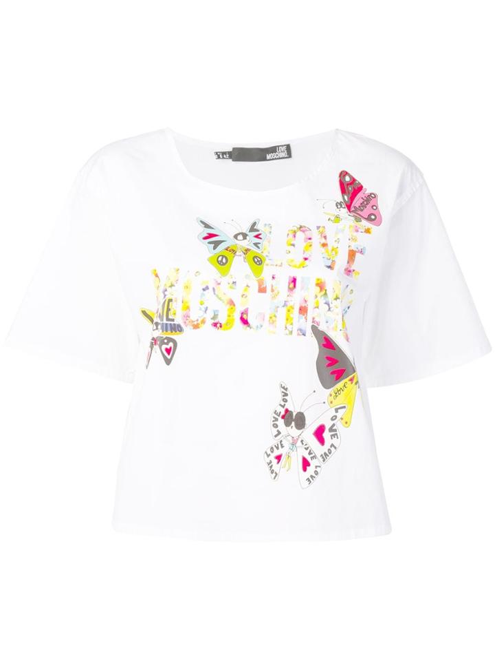 Love Moschino Printed Cropped Top - White