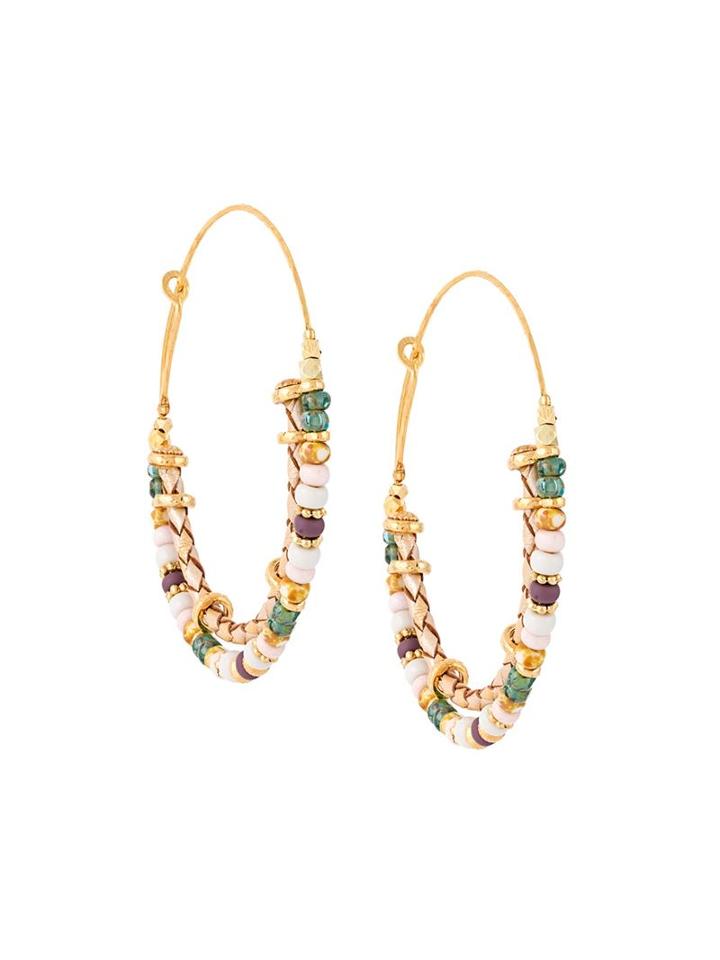Gas Bijoux Hoop Beaded Earrings, Women's, Metallic
