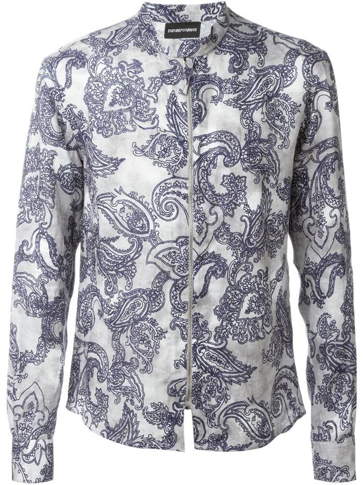 Emporio Armani Paisley Print Zipper Shirt