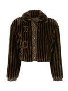 Fendi Pre-owned Pequin Pattern Cropped Jacket - Brown