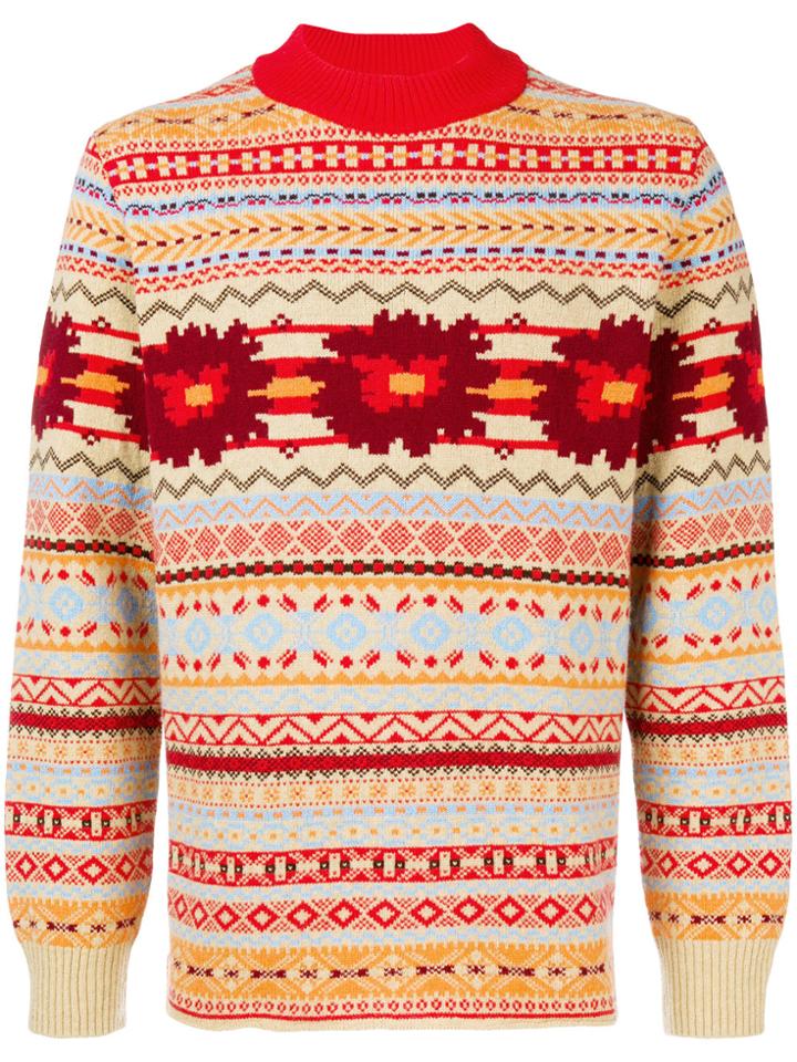 Sacai Fairisle Knit Jumper - Red