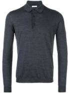 Boglioli Long Sleeve Polo Shirt, Men's, Size: Small, Grey, Virgin Wool