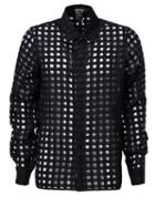 Ann Demeulemeester Sheer Grid Shirt, Men's, Size: Medium, Black, Cotton/polyester/cupro