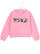 Msgm Kids - Beaded Logo Sweatshirt - Kids - Cotton - 6 Yrs, Pink/purple