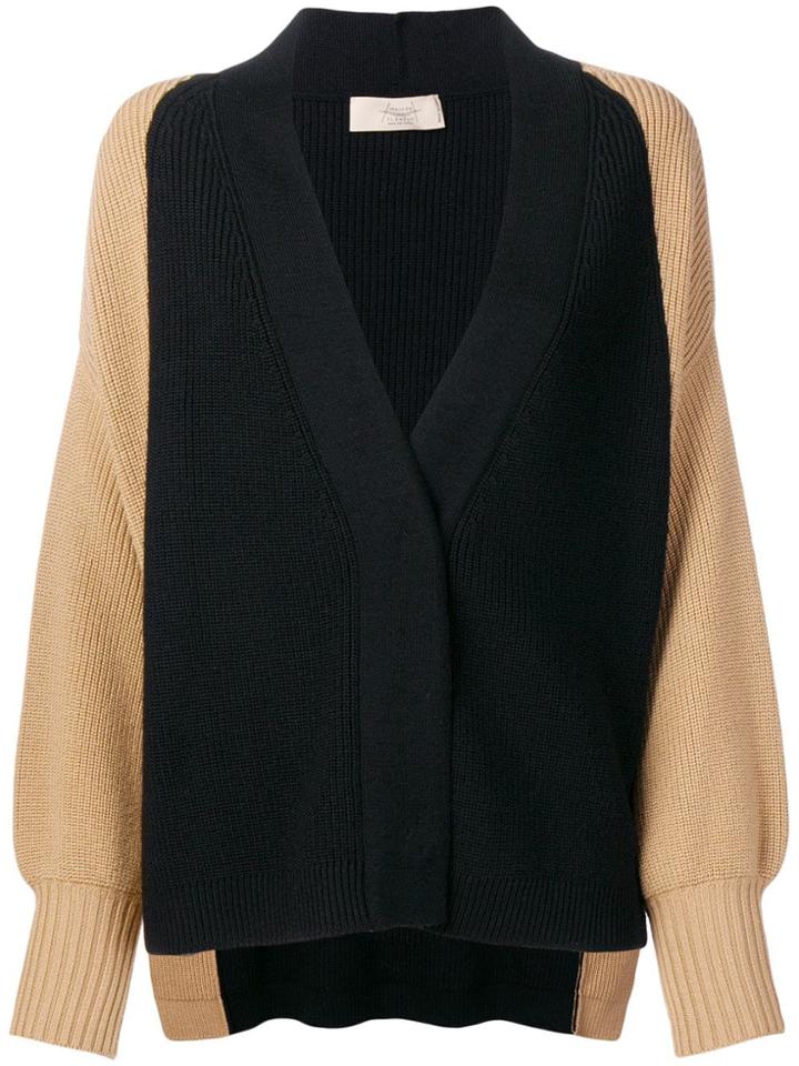 Maison Flaneur Contrast Sleeve Cardigan - Black