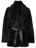 Drome Short Belted Coat, Women's, Size: Xs, Black, Lamb Fur/sheep Skin/shearling