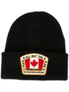 Dsquared2 Canadian Flag Patch Beanie, Men's, Black, Wool