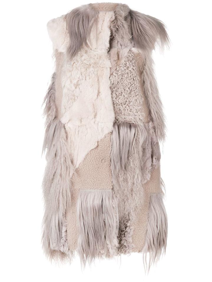Drome Midi Fur Vest - Pink & Purple